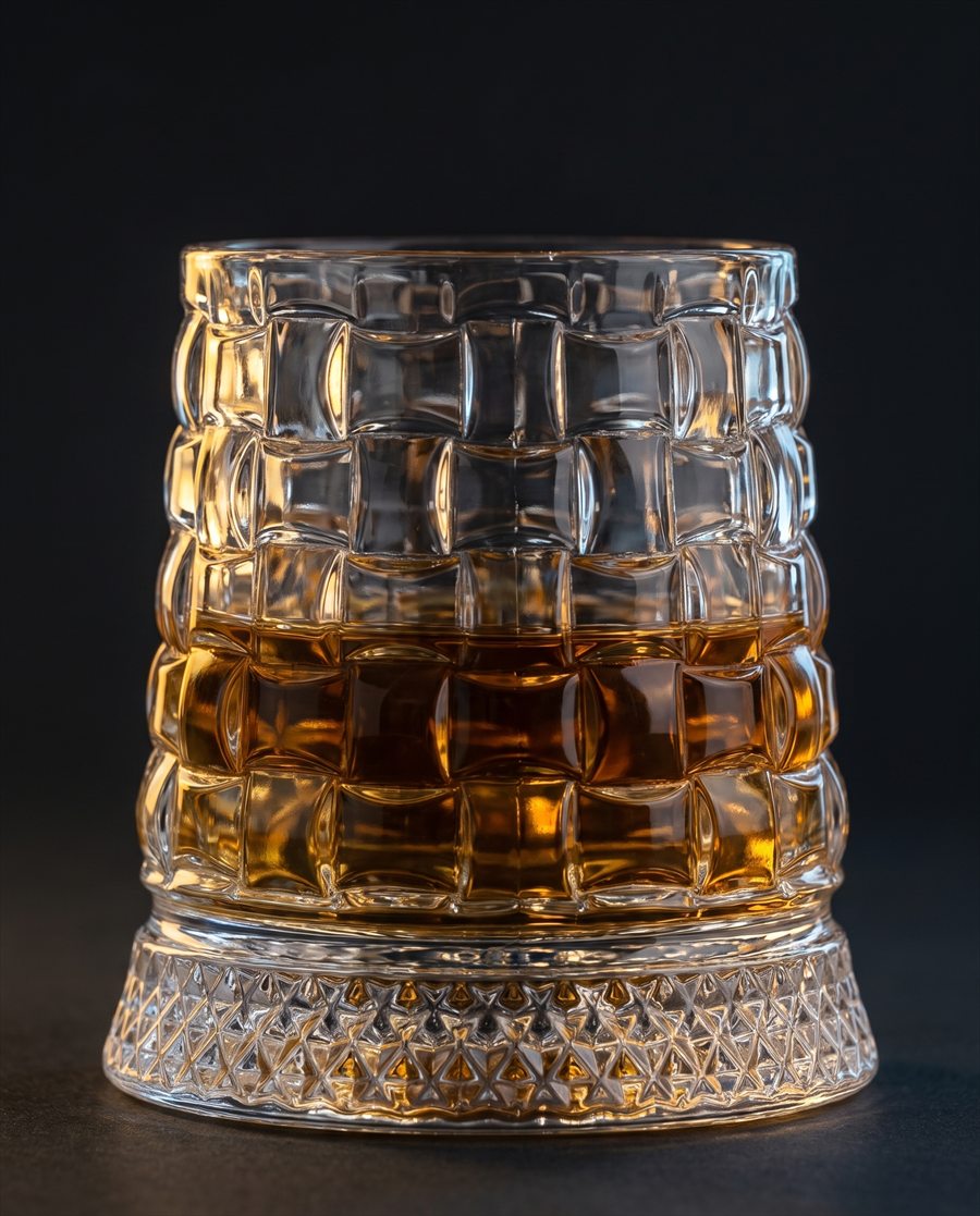 Basketweave hand-cut pattern on the Rotary crystal tumbler